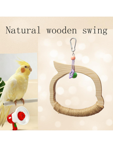 Columpio de Madera Natural para Aves TogyGooty con Campana