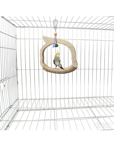 Columpio de Madera Natural para Aves TogyGooty con Campana