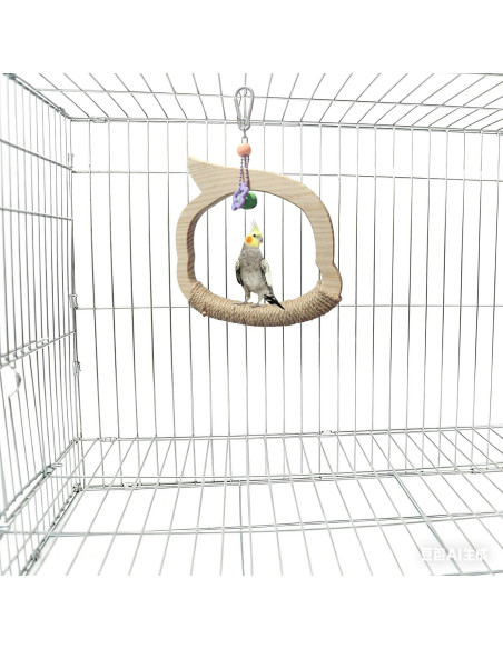 Columpio de Madera Natural para Aves TogyGooty con Campana