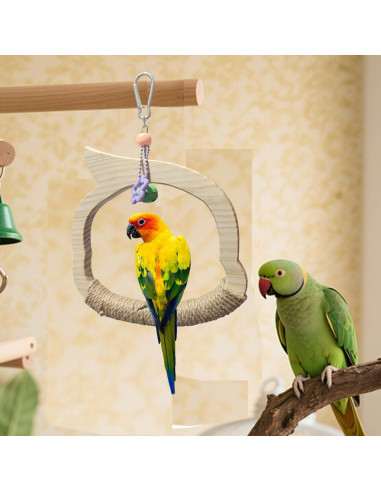 Columpio de Madera Natural para Aves TogyGooty con Campana