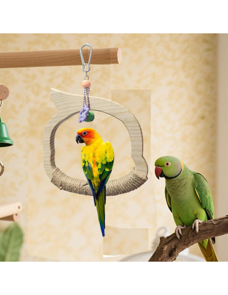 Columpio de Madera Natural para Aves TogyGooty con Campana