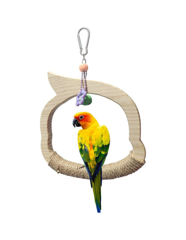 Columpio de Madera Natural para Aves TogyGooty con Campana