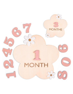 Set de 12 Carteles de Hito de Madera para Bebés OENIZI