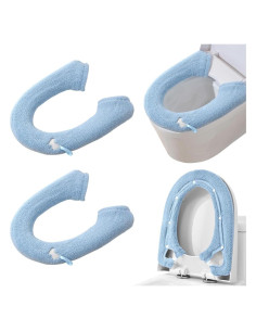 Funda Calentadora de Asiento de Inodoro HADEEONG Azul