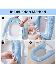 Funda Calentadora de Asiento de Inodoro HADEEONG Azul 2