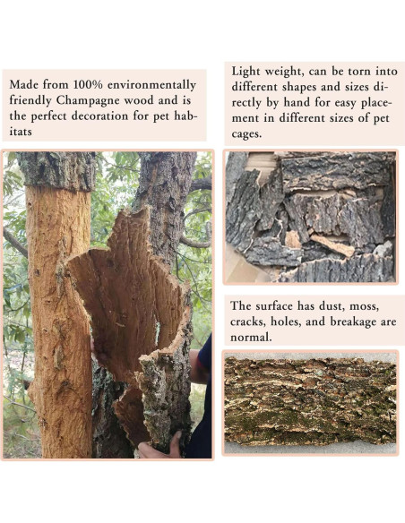 Fondo de Corteza de Corcho Tfwadmx 2Pcs 40x30cm para Reptiles