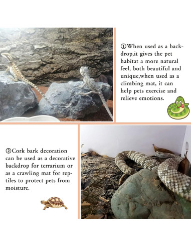 Fondo de Corteza de Corcho Tfwadmx 2Pcs 40x30cm para Reptiles