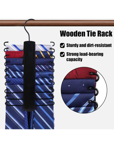 Perchero de Corbatas de Madera JOHAUSE 20 Ganchos Rotatorio 360