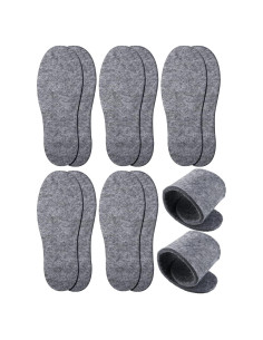 Plantillas de Fieltro de Lana Janmercy - 5 Pares Grises 6mm