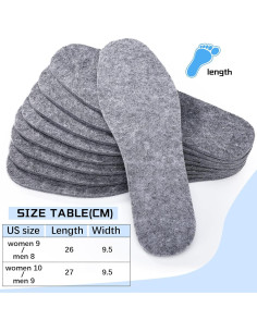 Plantillas de Fieltro de Lana Janmercy - 5 Pares Grises 6mm 2