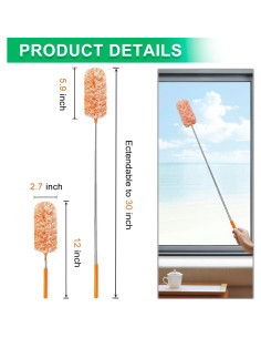 Paquete de 2 Plumeros Telescópicos HTOOLPRO Microfibra 76 cm 2