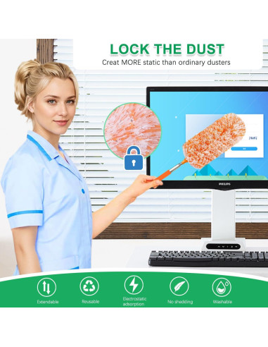 Paquete de 2 Plumeros Telescópicos HTOOLPRO Microfibra 76 cm