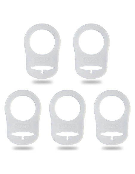 5 Clips Adaptadores de Chupete Silicona Grado Alimenticio Transparente