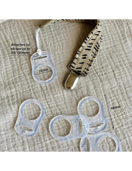 5 Clips Adaptadores de Chupete Silicona Grado Alimenticio Transparente