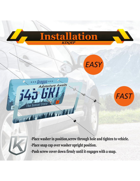 Marco de Placa de Licencia KDQEP LPF Acero Inoxidable 31.2x16 cm