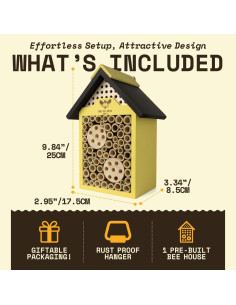 Casa de Abejas WildYard - Refugio de Madera Natural 25cm 2