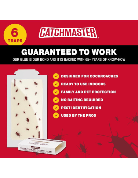 Trampas de Pegamento Catchmaster 6 Unidades para Cucarachas y Insectos