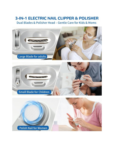 Cortador de Uñas Eléctrico ONEDONE 3-en-1 Recargable para Bebés
