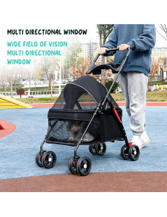 Carrito Plegable para Mascotas Tacarlha Negro - Metal, 98x69.5x49.5 cm 2