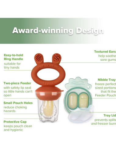 Combo Alimentador de Frutas y Taza Silicona Haakaa para Bebés