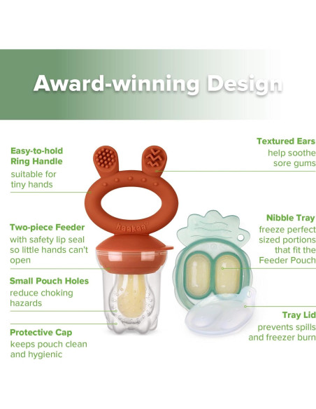 Combo Alimentador de Frutas y Taza Silicona Haakaa para Bebés