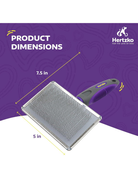 Cepillo Slicker Hertzko Grande para Perros y Gatos - Elimina Enredos
