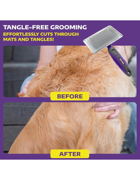 Cepillo Slicker Hertzko Grande para Perros y Gatos - Elimina Enredos