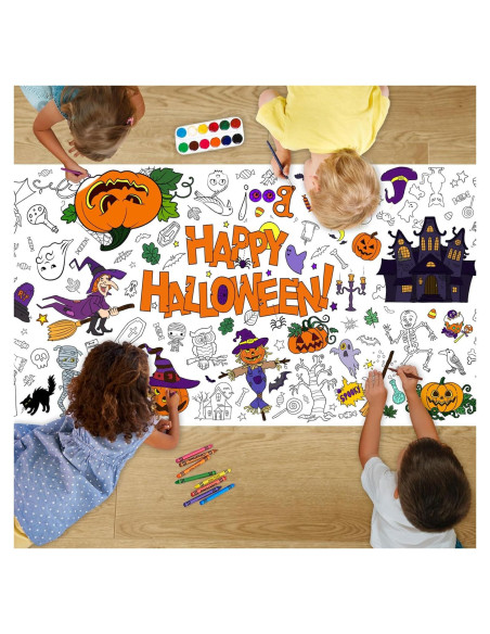 Mantel de Colorear Gigante Halloween AWHETIE 182.88x76.2 cm