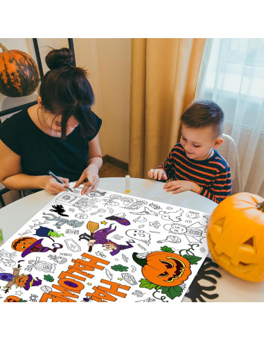 Mantel de Colorear Gigante Halloween AWHETIE 182.88x76.2 cm