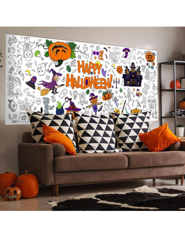 Mantel de Colorear Gigante Halloween AWHETIE 182.88x76.2 cm
