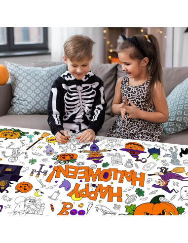 Mantel de Colorear Gigante Halloween AWHETIE 182.88x76.2 cm