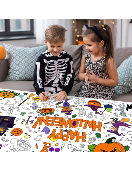 Mantel de Colorear Gigante Halloween AWHETIE 182.88x76.2 cm