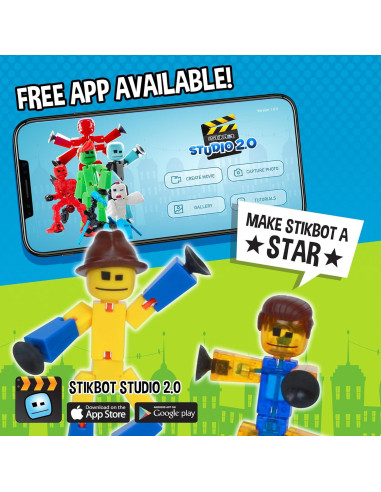 Conjunto de 5 Figuras StikBot Zing para Animación Stop Motion