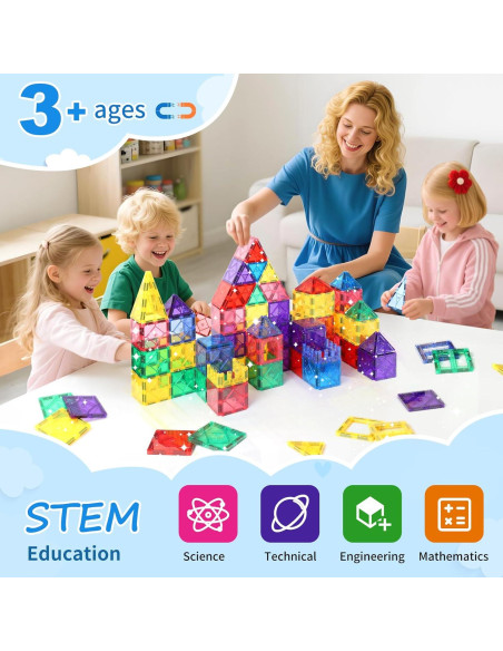 100 Piezas de Azulejos Magnéticos Mruikeny para Niños 3-8 Años