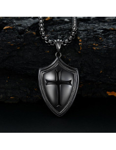 Colgante Cruz Templaria Plata Ley 925 con Cadena Acero 55.88 cm 2