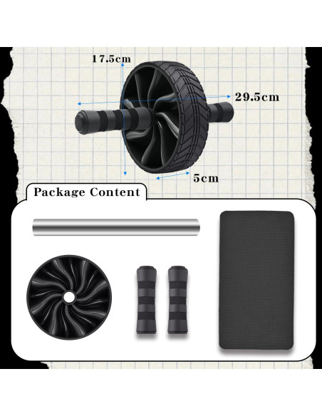 Rueda de Abdominales FEELCAT Rodillo Ab Negro 0.27 kg