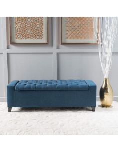 Ottomán de Almacenamiento GDFStudio Azul Oscuro 52x130x43 cm 2