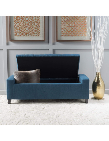 Ottomán de Almacenamiento GDFStudio Azul Oscuro 52x130x43 cm