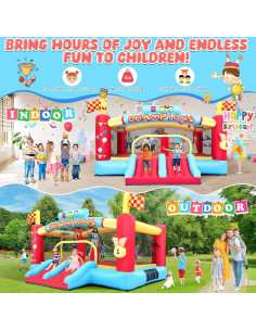 Casa Inflable AKEYDIY con Toboganes y Voleibol 4.57m x 2.38m 2