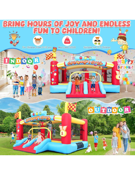 Casa Inflable AKEYDIY con Toboganes y Voleibol 4.57m x 2.38m