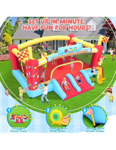 Casa Inflable AKEYDIY con Toboganes y Voleibol 4.57m x 2.38m