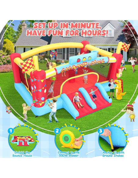 Casa Inflable AKEYDIY con Toboganes y Voleibol 4.57m x 2.38m