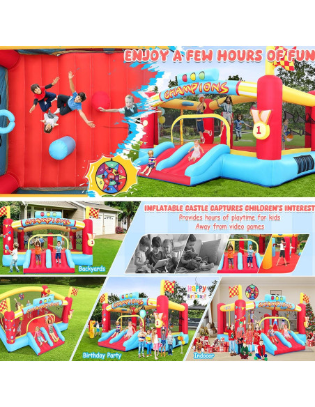 Casa Inflable AKEYDIY con Toboganes y Voleibol 4.57m x 2.38m