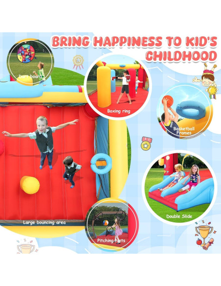 Casa Inflable AKEYDIY con Toboganes y Voleibol 4.57m x 2.38m