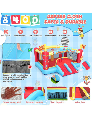 Casa Inflable AKEYDIY con Toboganes y Voleibol 4.57m x 2.38m