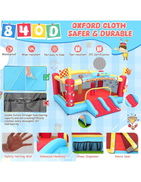 Casa Inflable AKEYDIY con Toboganes y Voleibol 4.57m x 2.38m