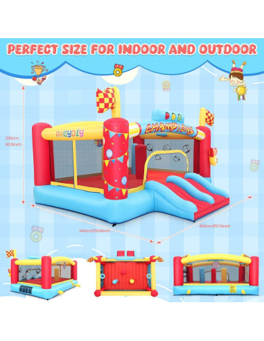 Casa Inflable AKEYDIY con Toboganes y Voleibol 4.57m x 2.38m