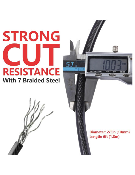 Cable de Acero de Seguridad DELSWIN 10 mm x 183 cm Alta Resistencia