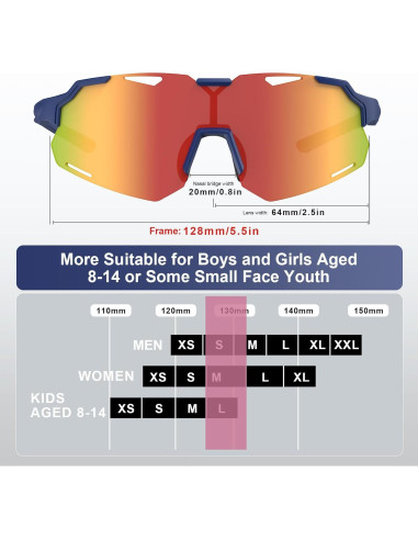 Gafas de sol polarizadas para niños TR90 UV400 Azulrojo