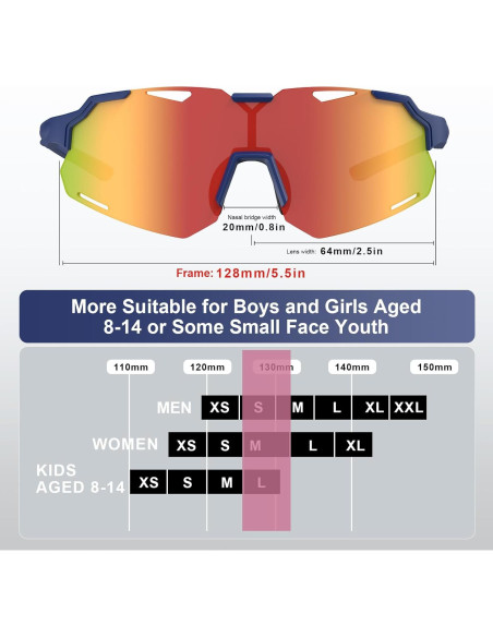Gafas de sol polarizadas para niños TR90 UV400 Azulrojo